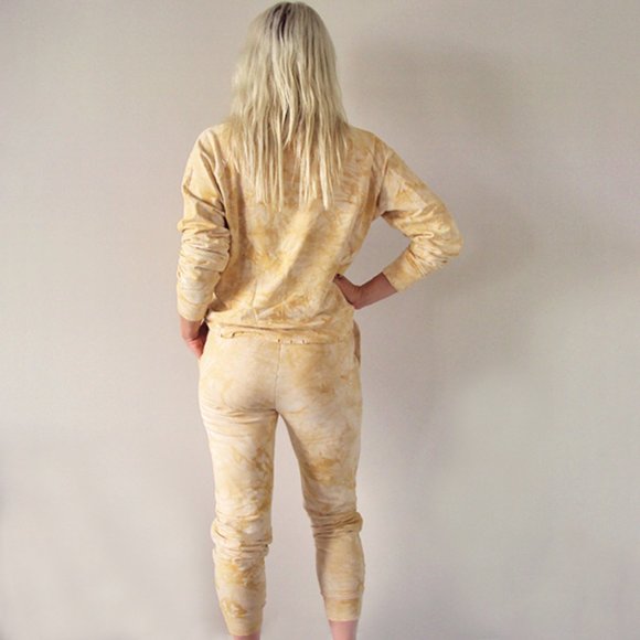 Yellow Cotton Distressed Tie Dye Jogger Set - Picture 5 of 7